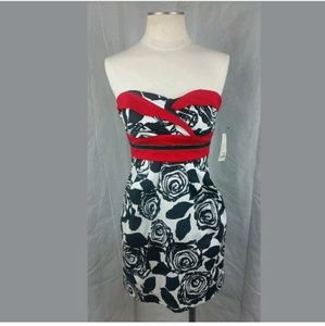 Trixxi Black Red White Dress Size 3 NWT